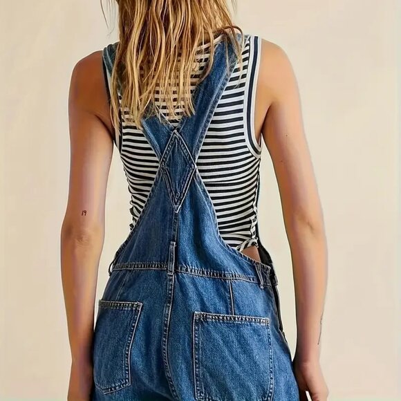 Royal Blue Utility Overall Jumpsuit - Picture 4 of 5